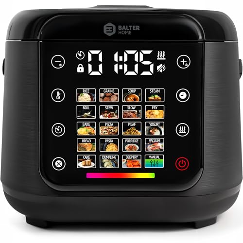 Balter Reiskocher, Multikocher mit 20 Programme, 4L Rice Cooker, Multicooker, Fuzzy-Logic, Dampfgarer & Slow Cooker, Warmhaltefunktion & Timer, inkl. Premium Topf, Zubehör & Rezeptbuch, klein