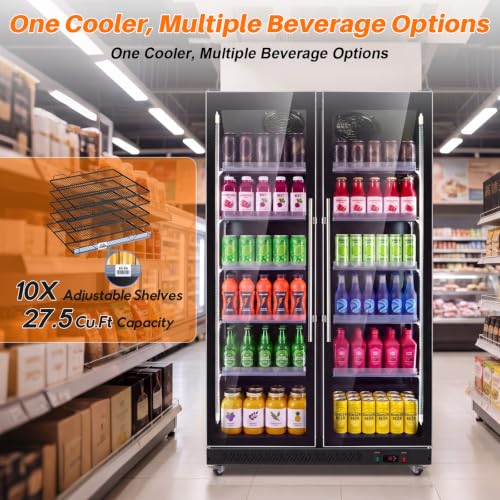 Image of 27.5Cu.Ft Commercial Refrigerator, Glass Door Display Beverage Fridge