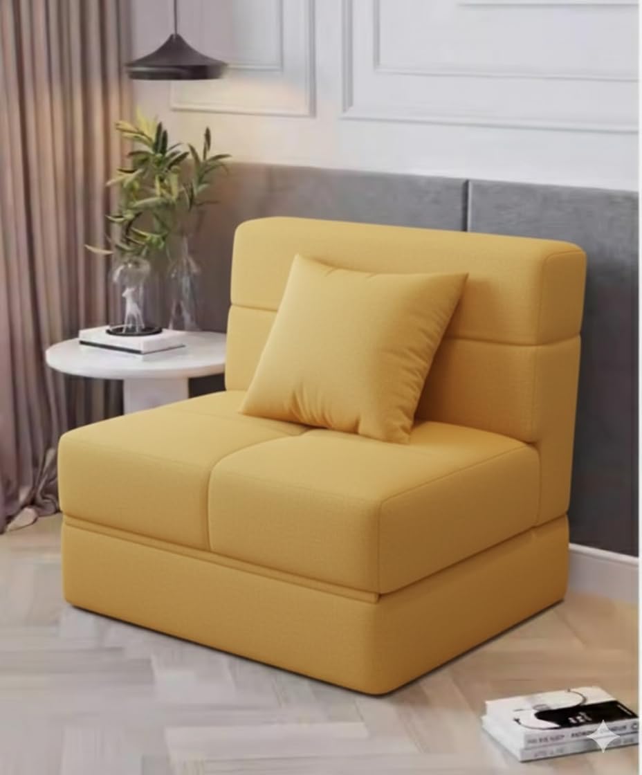FRIENDS SUPER LIFE Foldable One Seater Sofa Bed 3 x 6 Ft Jute Fabric - Image 1