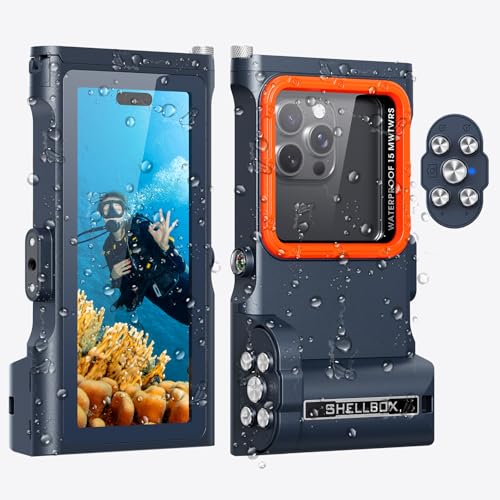 2025Underwater Snorkeling Diving Phone Case for iPhone 16/15/14/13 Pro Max/XS.Galaxy S25/S24/S22.[50ft/15m] Professional Underwater Photo&Video Bluetooth Remote Contro（3th Generation Diving Case)