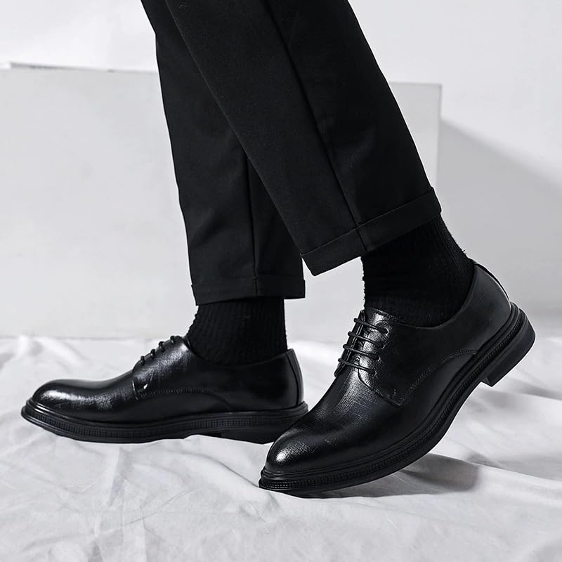 Men's Lace-Up Leather Dress Shoes Business Formal Casual Soft Sole British Style Wedding Oxford Groom2