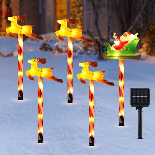 Lewondr Solarleuchten für Außen, 5 PCS Weihnachtsdeko Solarlampen...