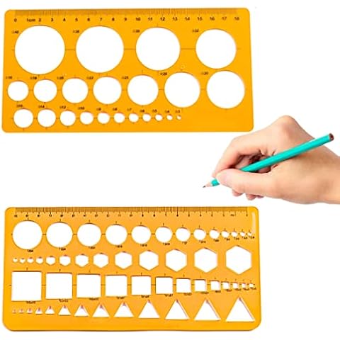 GONDNOWS 2 drawing rulers, multifunctional rulers for diagrams and sketches, set of geometric drawing templates, circles, squares, triangles Cover