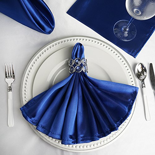 20 servilletas de tela cuadradas de satén azul real 20 pulg miniatura 4