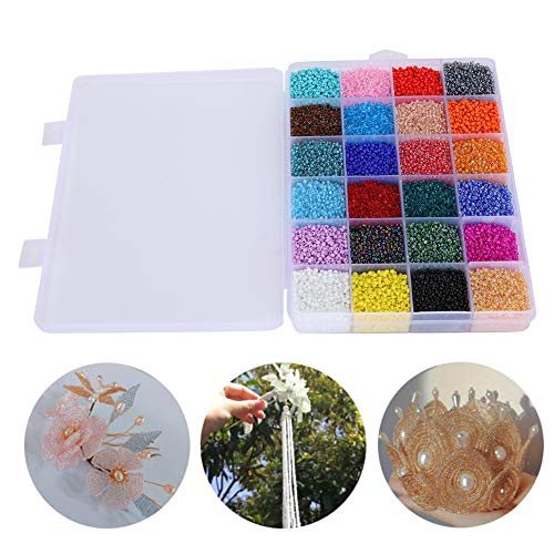26400 peças pequenas contas de semente de vidro de 2 mm, conjunto de contas pequenas artesanais, kit