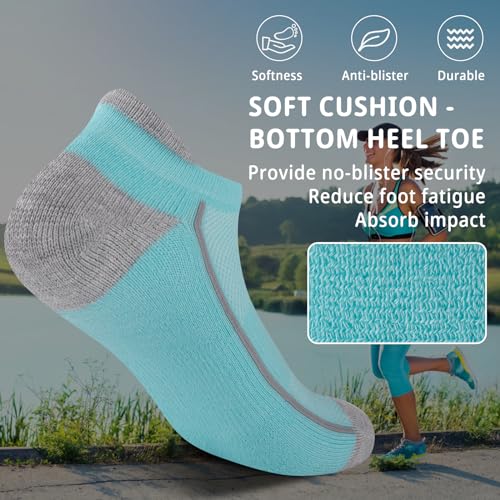 Heatuff Womens Low Cut Ankle Athletic Socks Cushioned Running Performance Breathable Tab Sock (6 Pairs)3
