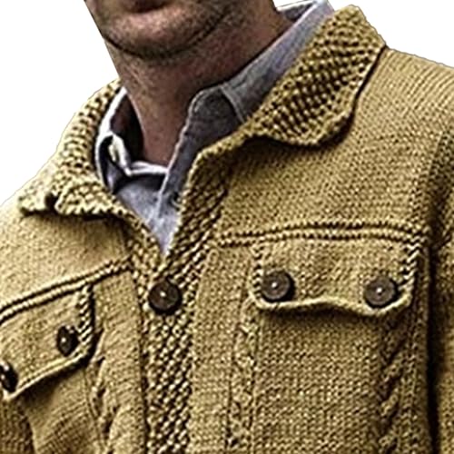 JEKE-DG Men's Lapel Slim Fit Cardigan Sweater Casual Button Down Fashion Sweater Solid Cable Knit Winter Sweaters2