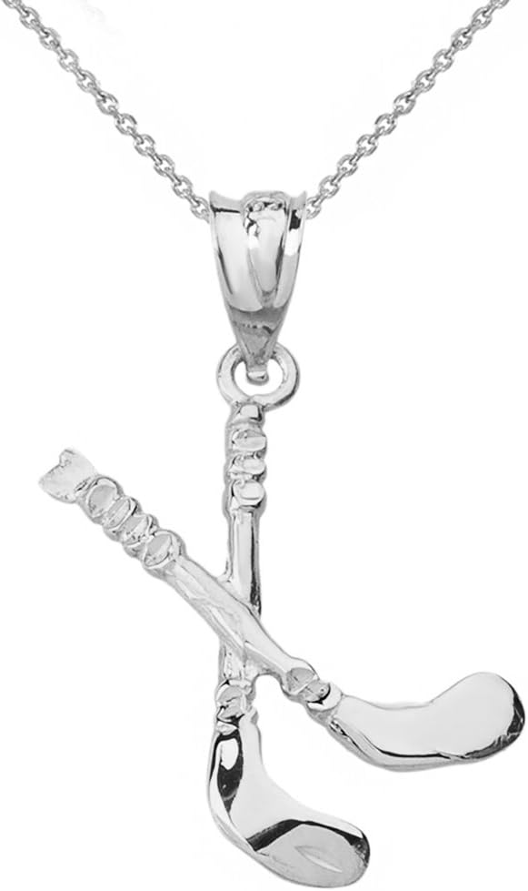 3D Hockey Sticks Winter Sports Pendant Necklace