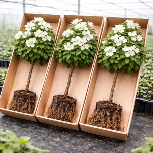 White Flowering Dogwood Trees Live Cornus Florida Ornamental Flowering Trees Spring Blooms & Landscape Trees Bare Root for Outdoor Planting (2 Trees)