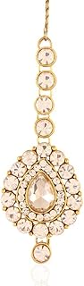 i jewels Traditional Gold Plated Maang Tikka for Women T007W (White) image 1