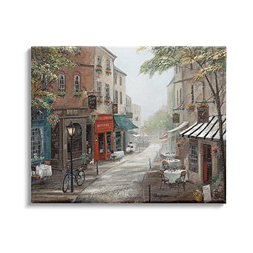 Image of 'Classic European Urban Street Vintage Bistro'| Canvas Art | Stupell Industries | 30 x 24 Inches, Easy to Hang and Sturdy, Made in USA, by Ruane Manning