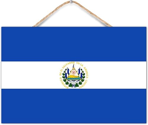 JuneLucky Letrero decorativo de madera con la bandera de El Salvador, letrero de madera, bandera de la nación, rústico, granja, letrero de madera,