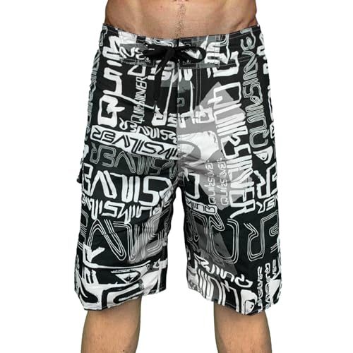 Maillot de Bain Homme Long Grande Taille de Surf Piscine Natation Bermuda Long Été Séchage Rapide Short de Plage Homme Blanc Imprimé Boardshort Maillots de Bain...
