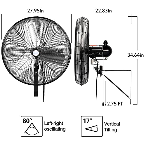 Image of BILT HARD 24 in. Wall Mounted Outdoor Fan 6300 CFM, 3-Speed Heavy Duty Industrial Outdoor Weatherproof Fan with GFCI Plug for Commercial, Garage, Patio and Gazebo
