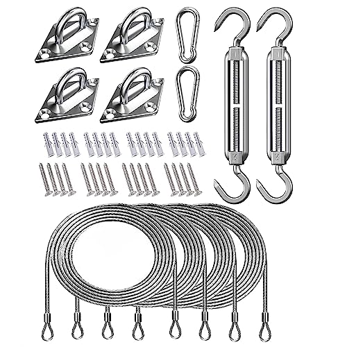 SHADEWIZ Stainless Steel 6 Inch Adjustable Hardware Kit + 4 PCS of Cable Rope for Rectangle Sun Shade Sail Outdoor Pergolar Canopy