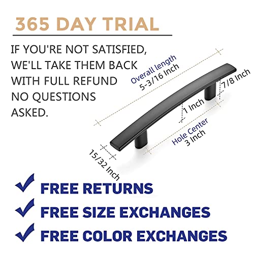 Image of Ravinte 30 Pack | 5-3 /16'' Curved Cabinet Pulls Matte Black Kitchen Drawer Pulls Arch Cabinet Handles 5-3 /16 inchLength, 3 inch Hole Center