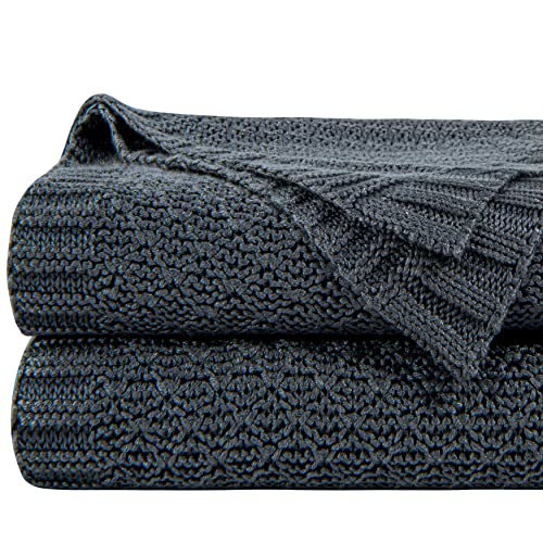 Image of NTBAY Rayon Derived from Bamboo Knit Throw Blanket, 51 x 67, Dark Grey