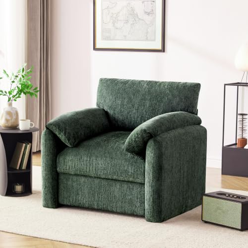 Image of Howjoe Accent Chair for Living Room, Oversized Reading Armchair, Green