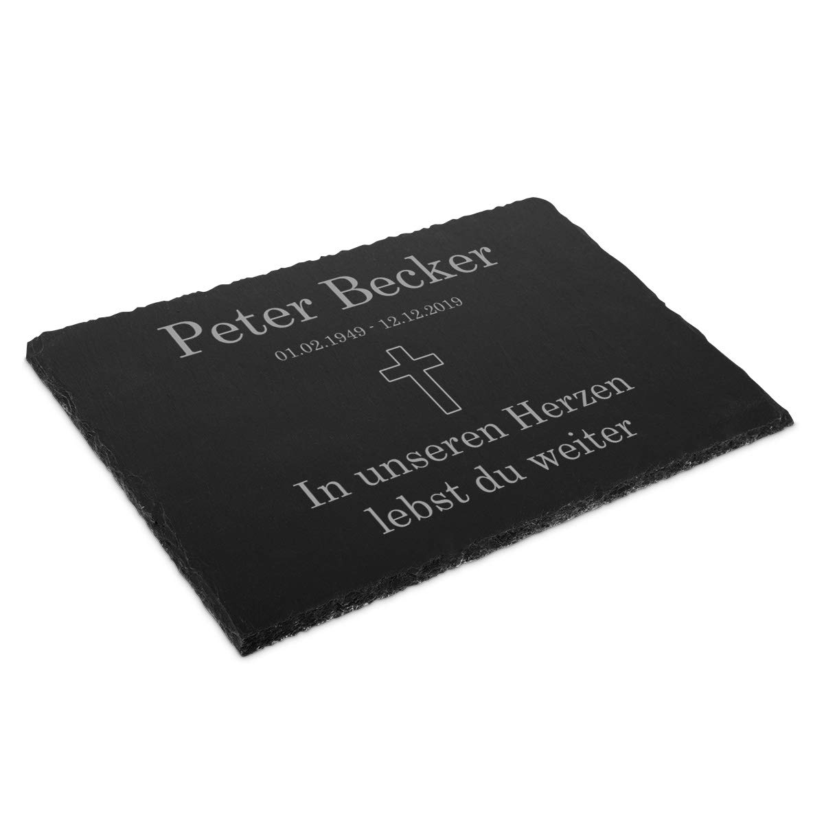 Gedenktafel mit Gravur für Menschen Schiefer 30 x 20 cm wetterfest - Individueller Text