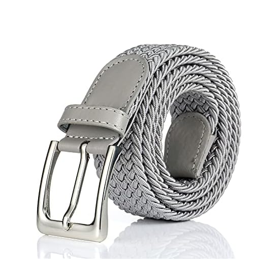 Golf Belts - Fashionable Belts To Match Golf Attire | Golf Accessories BSLLNEK Elastic Braided Belt, 1 3/8", Woven Stretch Belt for Golf Casual Jeans Shorts Pants (Gray, Medium (33-36" Waist))