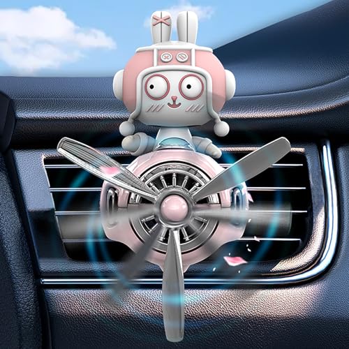 Image of Rabbit Car Air Fresheners Pilot Car Diffuser | Cute Car Perfume, Funny Car Fragrance, Rotating Propeller Design, Silicone Clip, Easy Installation, Long-Lasting Fragrance