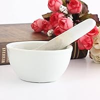 Vista 2 de 3.55inch Porcelain Mortar and Pestle, Ceramic Mixing Grinding Bowl Set, Crusher DIY Tool for Kitchen