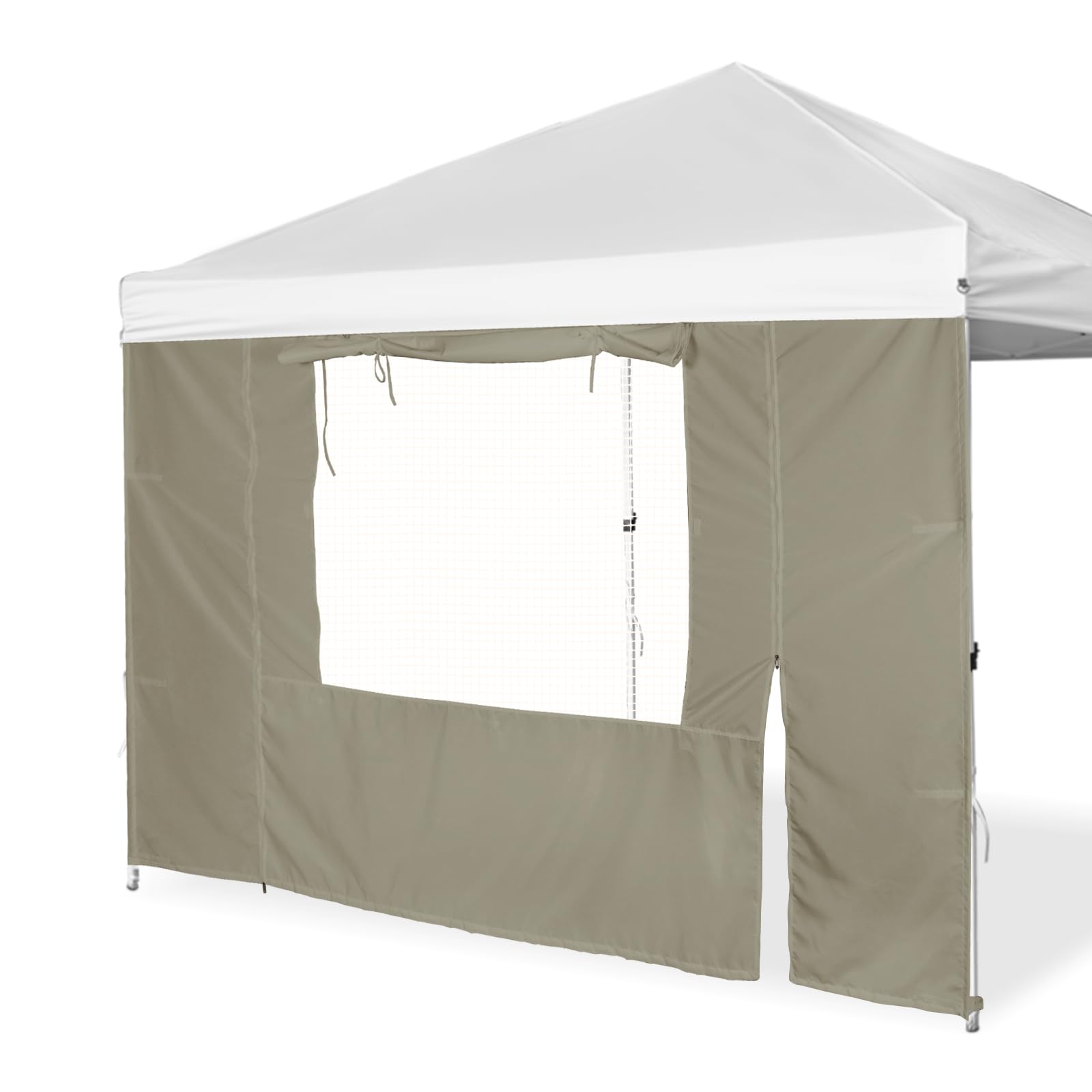 Sunshade Sidewall, SunWall with Door and Window for 10×10 Pop Up Canopy Straight Leg, Outdoor Instant Canopies Wall, 1 Pack Canopy Sidewall Only (Spliceable, Khaki)