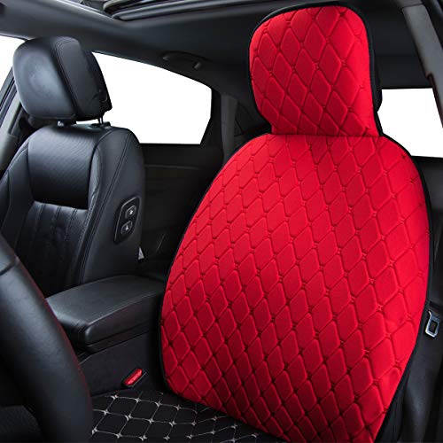Car Pass 1 Piece Rhombus Stitch Sideless Car Seat Cover, Anti-Slip Seat Cushion, Easy Install 30Sec, Universal Fit For Suv Sedan Van Truck(Front Seats Only Red) #TOP4
