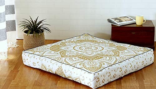 Popular Handicrafts Indian Hippie Mandala Floor Pillow Cover Square Ottoman Pouf Cover Daybed