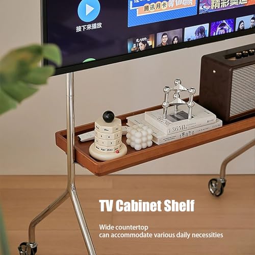 Support TV à roulettes robuste structure en acier renforcé noir pour écran 70 pouces