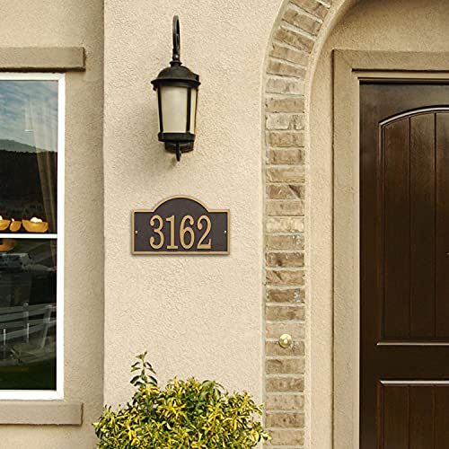 Whitehall Address Sign House Numbers For Outside Modern Address Signs For Houses Cast Metal Address Plaque, Arched Rectangle 12" X 7.25" - Bronze With Gold Numbers #TOP5