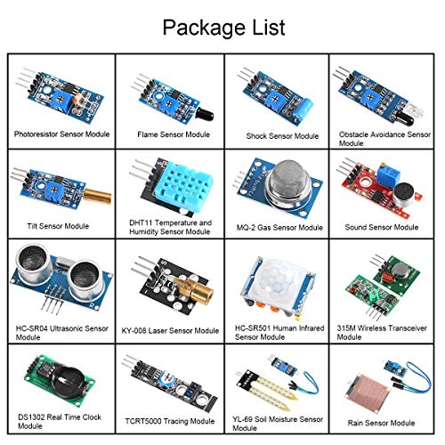 16 In 1 Project Super Starter Kits Sensor Modules Kit For Arduino Raspberry For Uno R3 Mega2560 Mega328 Nano Raspberry Pi 3 2 Model B K62 (16 In 1) #TOP1
