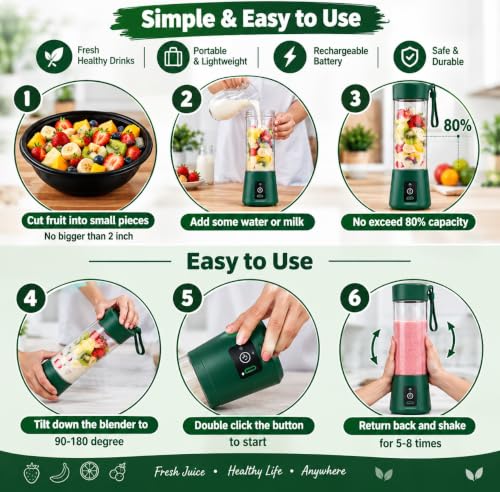 Xapiaxa Store Xapiaxa Portable Blender 6-Blade USB Rechargeable - Image 7