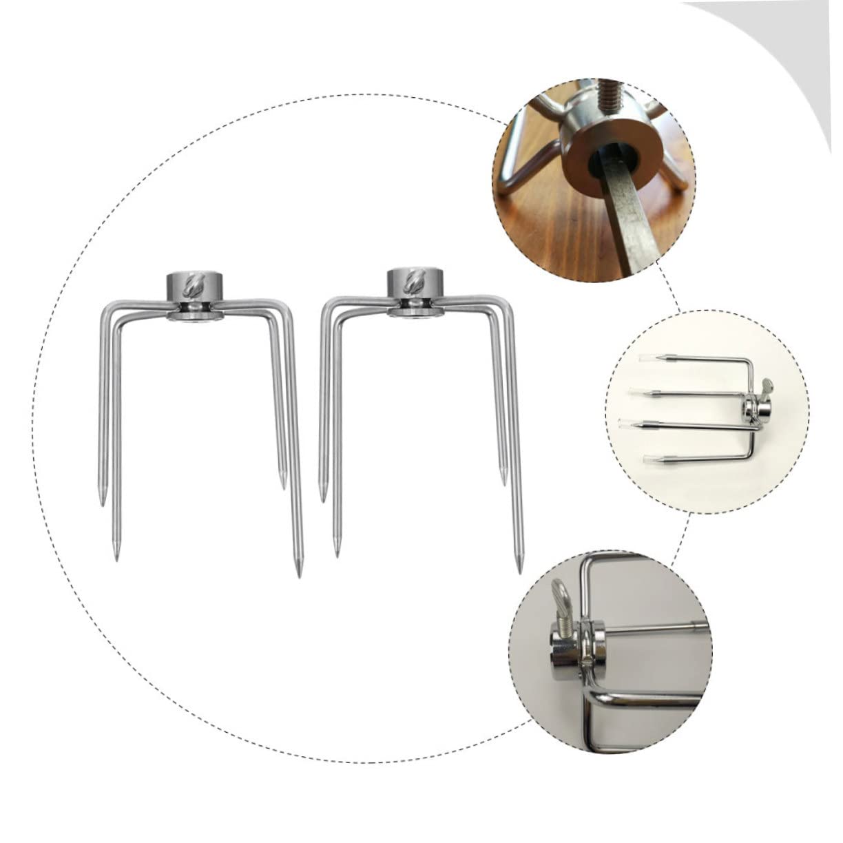 Gatuida Forchette per Girarrosto in Metallo 2 Pezzi, Accessori Barbecue in Ferro per Carne allo Spiedo, Strumenti Leggeri e Antiruggine per Grigliate, Picnic e Campeggio All’aperto