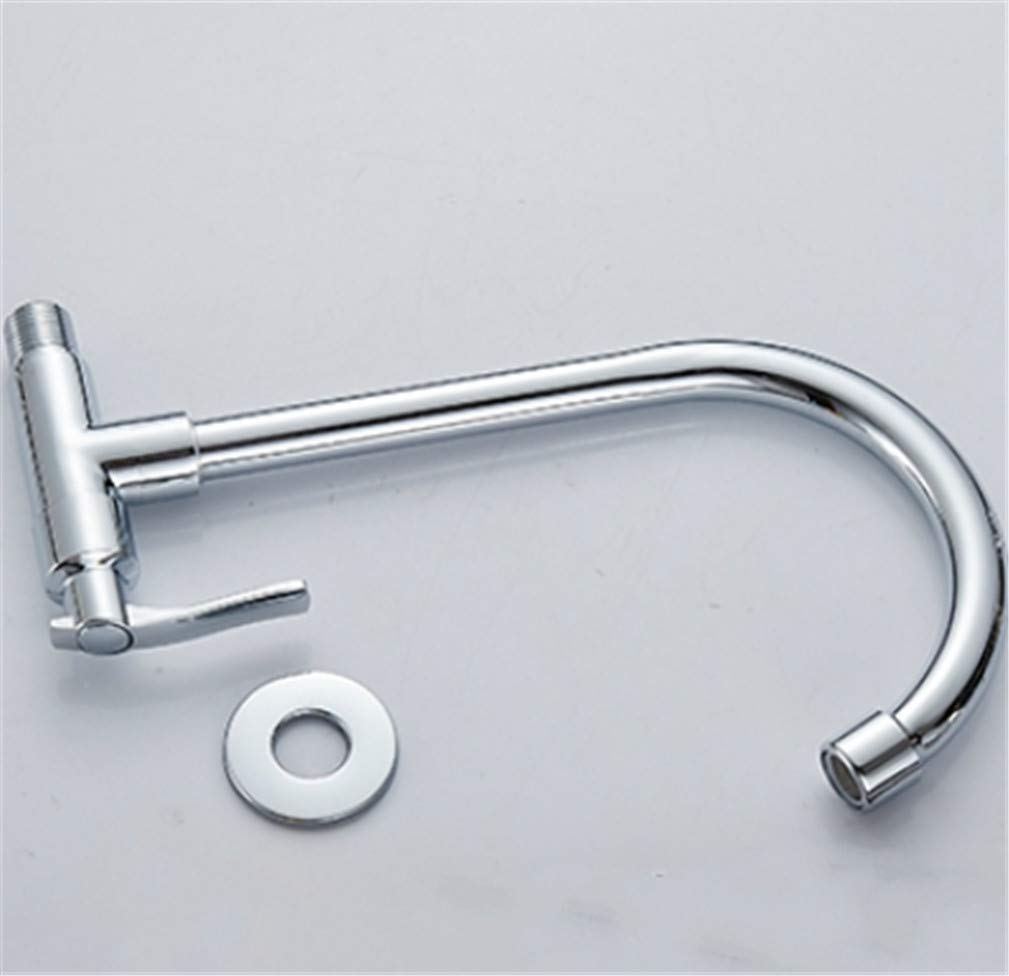 Grifo De Cocina Fría Simple Montado En La Pared, Cromado, Con Caño Giratorio, Agua Potable, Grifo Monomando Con Aireador Giratorio 360