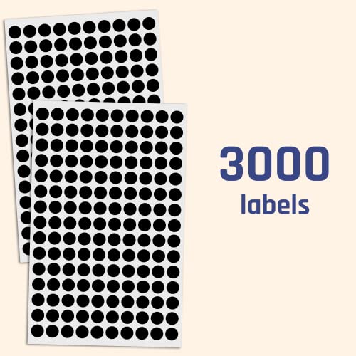 Image of 3000 Pack, 0.375 inch Round Color Coding Circle Dot Sticker Labels - Black