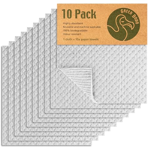 GREEN DODO Paño de Cocina Sueco | Paños de Esponja de celulosa biodegradables, ecológicos y sostenibles | Paño de Limpieza de Cocina Absorbente y sin olores | Esponja ecológica de Cocina Reutilizable…