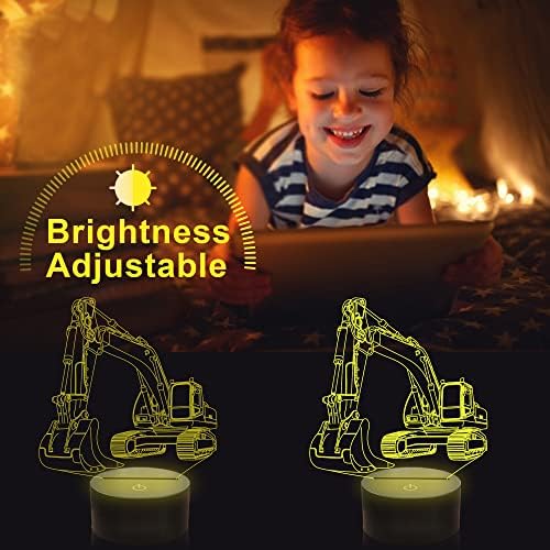 YuanDian Heavy Machinery 3D Lamp Kits,Excavators, Tower Cranes, Transit Mixers, Mining Dump Truck 3D Night Light for Kids (4 Patterns) with Remote Control & 16 Colors Light