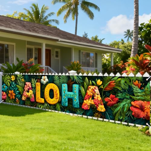 Image of Nuxovilar Aloha Banner Hawaiian Party Decorations 78.7x17.7 Inches