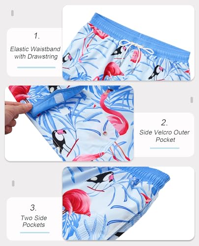 Mens Compression Swim Trunks: 9 inch 2 in 1 Quick Dry Liner Stretchy Comfort Soft Drawstring Pockets Beach Pool3