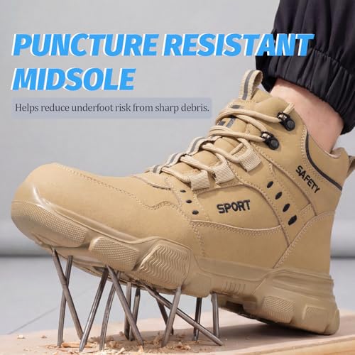 Image of Steel Toe Boots for Men Puncture Resistant Work Utility Safety Shoes
