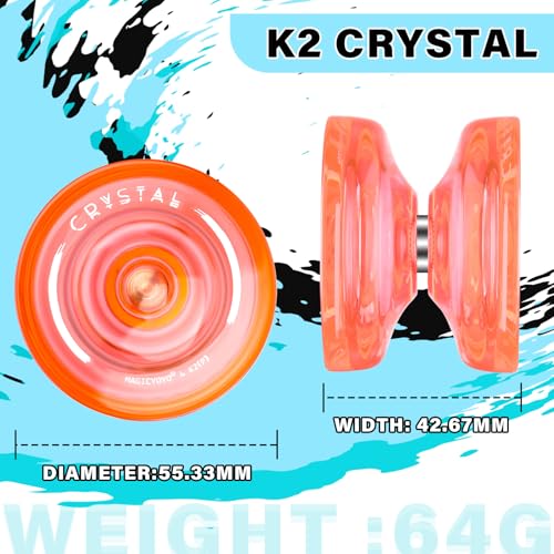 Image of MAGICYOYO K2 Plus Professional Crystal Yoyo for Kids /Adults, Responsive /Beginners Yoyo with 6 Strings & Bearing Remover (Crystal Orange) | Responsive Yo-yo for Beginner, Replacement Unresponsive Bearing with 6 Yo yo Strings+Bearing Remover (Crystal Orange)