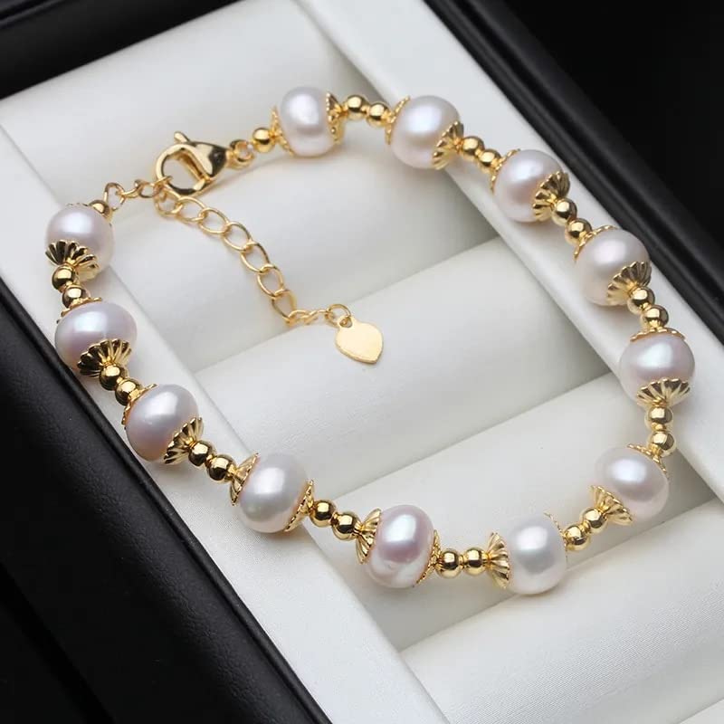 Bracelet perlé rond d'eau douce pour femmes, le cadeau idéal et précieux