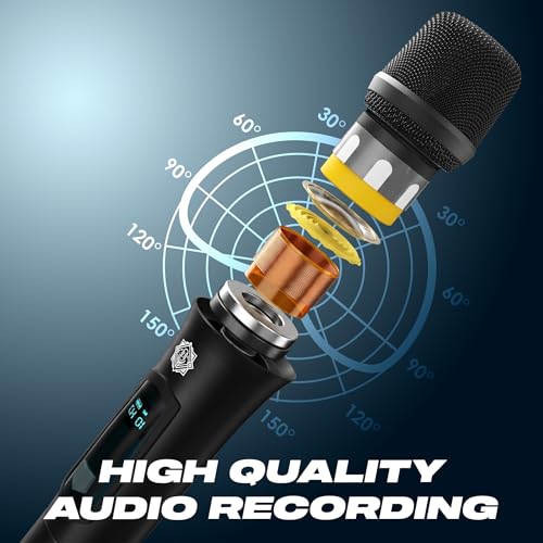 Image of DIGIMORE Rechargeable Wireless Microphone| 6Hrs Battery | 200ft Range | Type-C Charging | LED Digital Display | 2400MHz Cordless Mic for House Parties, Outdoor Party, Singing, Classroom (D-340 Black)