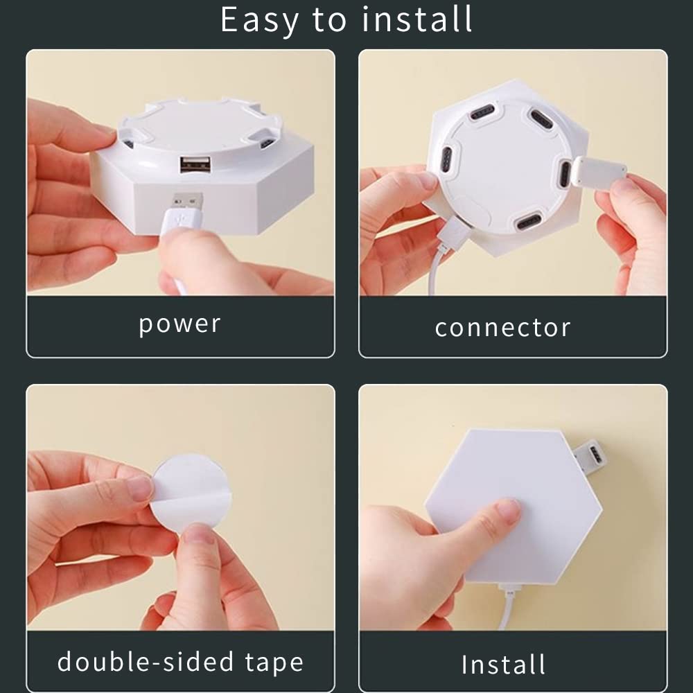 Ulalaza 7PCS LED Esagonale Applique Da Parete A Nido D'ape Luci Notturne FAI DA TE Modulare Sensibile Al Tocco Lampade Assemblaggio di Geometria Creativa per Home Office Hotel Bar