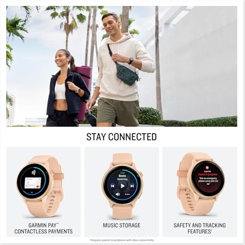 Image of Garmin vivoactive 6, Health and Fitness GPS Smartwatch, AMOLED Display, Up to 11 Days of Battery, Metallic Pink Dawn with Pink Dawn Band