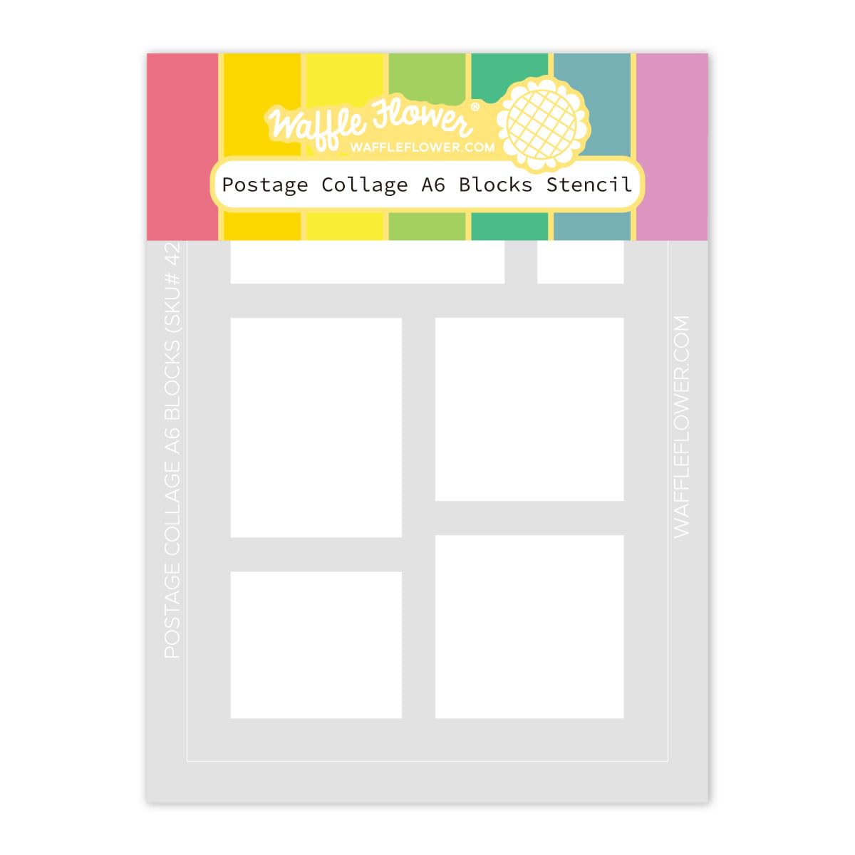 Waffle FlowerPostage Collage A6 Blocks Stencil