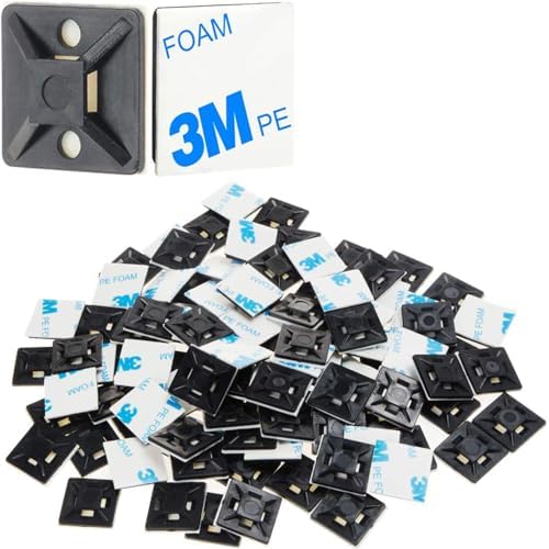 50 Pcs Cable Tie Mounts Self-Adhesive Wire Tie Bases Universal Zip Tie