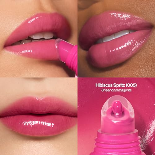 Image of Revlon Glimmer Lip Treat Balm + Mask, 005 Hibiscus Spritz, 0.4 fl oz | Overnight peptide lip treatment. Doubles as daily balm & all-night lip mask. Hydrates for softer, plumper-looking lips.