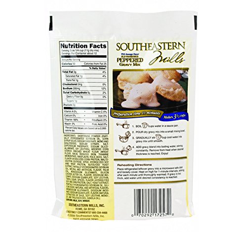 Southeastern Mills Gravy Mix, Sausage Flavored Peppered Gravy Mix, Just Add Water, Family Size, 4.5-Ounce Packet (Pack of 4 Packets) - Thumbnail 2